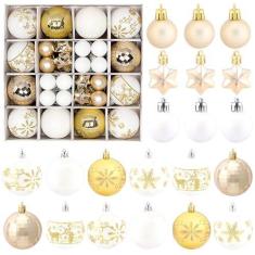 Imagem de Pacote com 44 enfeites de árvore de Natal, champanhe dourado/vermelho/verde/branco conjunto de enfeites de bolas decorativas para pendurar em massa para decoração de festas de Natal, decoração interna