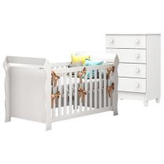 Imagem de Berço Americano Lara com Cômoda Gaveteiro Mel Flat Branco Brilho  Caro