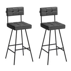 Imagem de Kit 2 Banqueta Alta Para área Interna E Externa Madri Tecido Sintético Preto