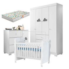 Imagem de Quarto de Bebê Ane com Berço Americano New Nanda Branco Brilho e Colch