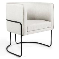 Imagem de Poltrona Decorativa Pés Metal Betina A-48 Linho Flocos - Domi