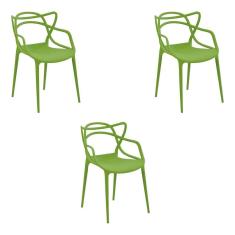 Imagem de Kit 3 Cadeiras Decorativas Sala E Cozinha Feliti Verde