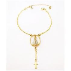 Imagem de Pulseira Terço Religiosa Folheado A Ouro 18k