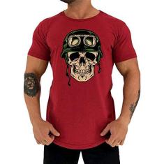 Imagem de Camiseta Masculina LongLine MXD Conceito Slim Caveira Exercito Skull Soldado ( Mesclado, EG)