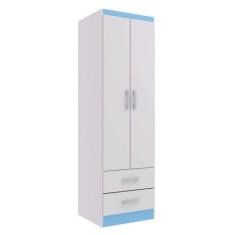 Imagem de Guarda-Roupa Solteiro Han 2 Pt Branco E Azul - Evidência