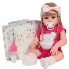 Imagem de Boneca Bebê Reborn Princesa Loira Corpo de Vinil Realista - Cegonha Re