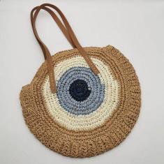 Imagem de Bolsa De Palha Redonda Vintage Feita À Mão Grande Praia - Tem Tudo OnL