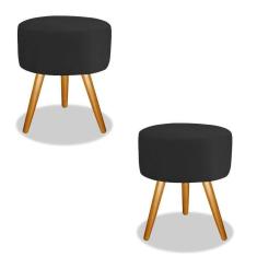 Imagem de Kit 2 Puff Banquetas Preta/black para Sala, quarto e Bancada