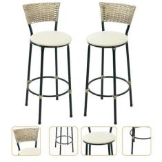 Imagem de Kit 2 Bancos Banquetas Com Encosto Para Bistrô Bancada - EJC ESPAÇO JU