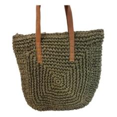 Imagem de Bolsa Feminina Palha Ombro Resistente Moderna Praia Media - Alwy, Verd