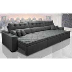 Imagem de Sofá Retrátil e Reclinável 3,52m Austin com Molas no Assento Tecido Suede Velusoft Cinza