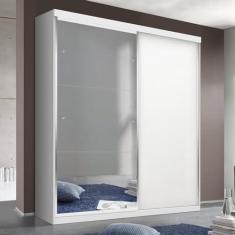 Imagem de Guarda-roupa Solteiro 2 Portas de Correr 2 Gavetas e 3 Espelhos Nala Plus Branco