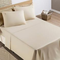 Imagem de Jogo de Cama Casal 100% Algodão Percal 200 Fios Liana 04 Peças Caqui