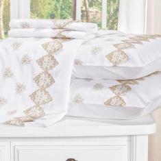 Imagem de Jogo De Cama Casal Queen  Sensualle 4 Peças Bordado 100% Algodão  400