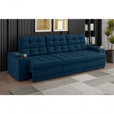Imagem de Sofá Confort Premium 2,30m Assento Retrátil/reclinável Porta Copos E Usb Suede Petróleo - Xflex Sofas
