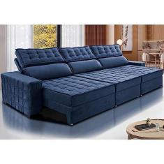 Imagem de Sofá Retrátil e Reclinável 4,15m Cama Inbox Big Star com Softgeld40 Velupluma Azul