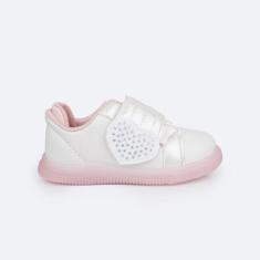 Imagem de Tênis Pampili Pom Pom Coração Strass Branco e Rosa 699.038-Feminino