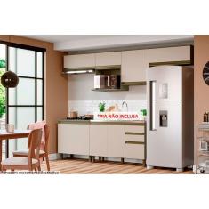 Imagem de Cozinha Modulada Completa Connect 8 Peças (4 Armários + 2 Balcões + 2 Complementos) C8P11 Duna/Cristal - Henn