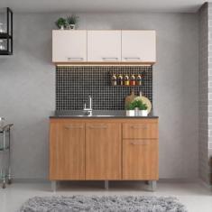 Imagem de Cozinha Iara Modulada 2 Peças 6 Portas 1 Gaveta Freijó/Off White