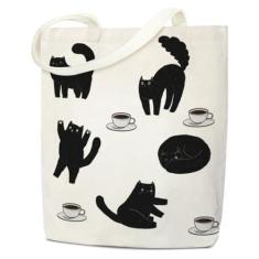 Imagem de Sacola de gato preto estética, bolsa de lona de gatos fofos, presente para mulheres, presentes para amantes de gatos para mulheres, dono de animal de estimação, mãe de gato gatinho, adolescente,