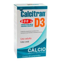 Imagem de Suplemento Vitamínico de Cálcio 600mg e Vitamina D Calcitran D3 com 60 comprimidos FQM 60 Comprimidos