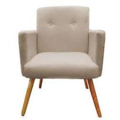 Imagem de Poltrona Decorativa Pés Palito Nina Plus Suede Bege - DS Móveis