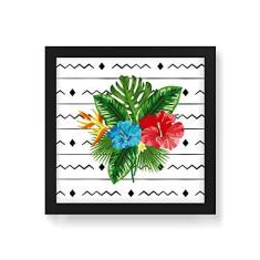 Imagem de Arte Maníacos Quadro Decorativo Floral Fundo  - 50x50cm (Moldura em laca )