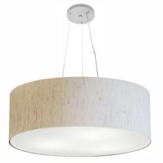 Imagem de Lustre Cilíndrico Md-4010 Tecido 60x21cm Linho Bege Bivolt