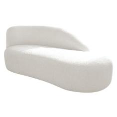 Imagem de Divã Recamier Curvo Luna 140cm Lado Direito Bouclé Branco - Amarena Móveis