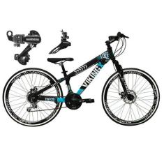 Imagem de Bicicleta Aro 26 Vikingx Tuff Preto/Azul 21V Alumínio Câmbio Shimano F