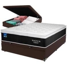 Imagem de Cama Box Baú e Colchão Magnum Molas Ensacadas Casal Plumatex,  Marrom