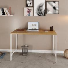 Imagem de Escrivaninha Estilo Industrial 120cm Active Yescasa Lâmina Mel/Est.Branca