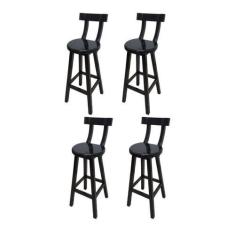 Imagem de Kit 4 Banqueta Alta de Madeira com Encosto Girafa Preto - Vivá Móveis