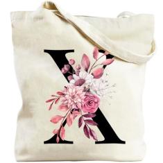 Imagem de Xasopffe Sacolas iniciais para mulheres, bolsa com monograma para professora enfermeira, presentes personalizados para casamento, aniversário, Natal, Bege, One Size