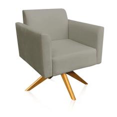 Imagem de Poltrona Marisa Suede Base Madeira Marrom Rato