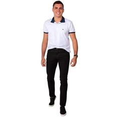 Kit 2 Calças Jogger Jeans Sarja Masculina Com Punho 19 Cores - Preto+Bege