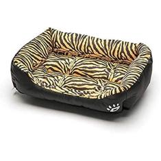 Imagem de Camas para cães - À prova d'água, lavável, resistente, padrão de tigre, estampa de leopardo, cama de cesta, luxuosa, macia, para animais de estimação, almofada de cama quente, padrão de tigr