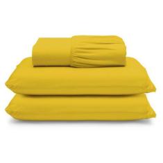 Imagem de Jogo De Lençol Casal King Malha 100% Algodão 03 Peças Com Elástico - M