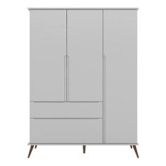 Imagem de Guarda Roupa Infantil Retrô Melinda 3 Portas E 2 Gavetas Cinza - Phoenix Baby