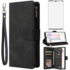 Imagem de Asuwish Capa carteira compatível com LG Velvet 5G/LGVelvet Verizon G5 UW T-Mobile 2020 e protetor de tela de vidro temperado, capa flip com porta-cartões, capas para celular LM G900UM 4G Tmobile