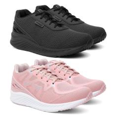 Imagem de Tênis Feminino Esportivo Cadarço Fitness Caminhada Kit 2-Feminino