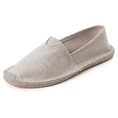Imagem de HYVEKOKA Alpargatas masculinas com lona clássica casual sem cadarço, Branco, 39