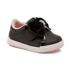 Imagem de Tênis Menina Klin Moon Baby Preto e Rosa Laço Strass 218.086-Feminino
