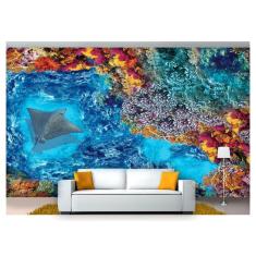 Imagem de Papel De Parede Vida Marinha Corais Piso 3D Fm109