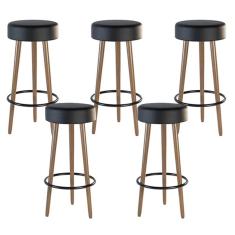 Imagem de Kit 05 Bancos Banquetas Pés Palito Londres Napa  - Salaone