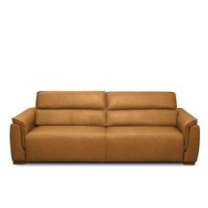 Imagem de Sofá Decorativo Lorenzo 3 Lugares Sala De Estar 220cm Reclinável E Retrátil Couro Caramelo Manchado