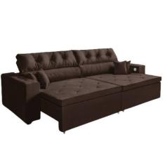 Imagem de Sofá 3 Lugares Smart 2,02 Metros Marrom Retrátil, Reclinável Tecnologi