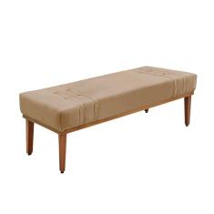 Imagem de Divã Recamier Banco Base Madeira Para Quarto Gênova 140cm Suede S04 - D`rossi Cor Bege