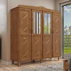 Imagem de Guarda-Roupa Solteiro 4 Portas 3 Gavetas Internas com Espelho Brasil e