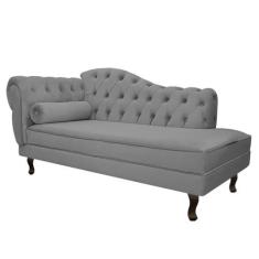 Imagem de Divã Recamier Juliana Lado Direito 120 cm Suede Cinza - Amarena Móveis